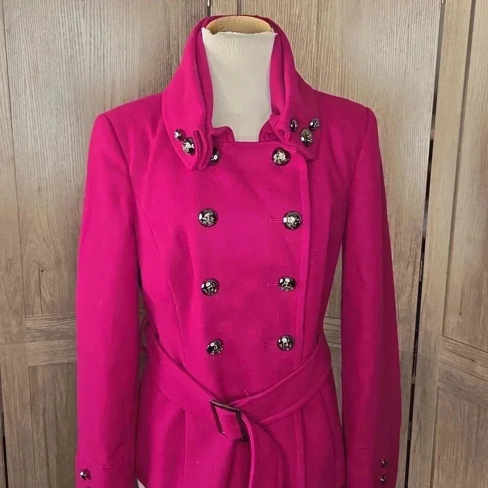Women's Fuchsia Double-Breasted Jacket - Picture 3 of 9